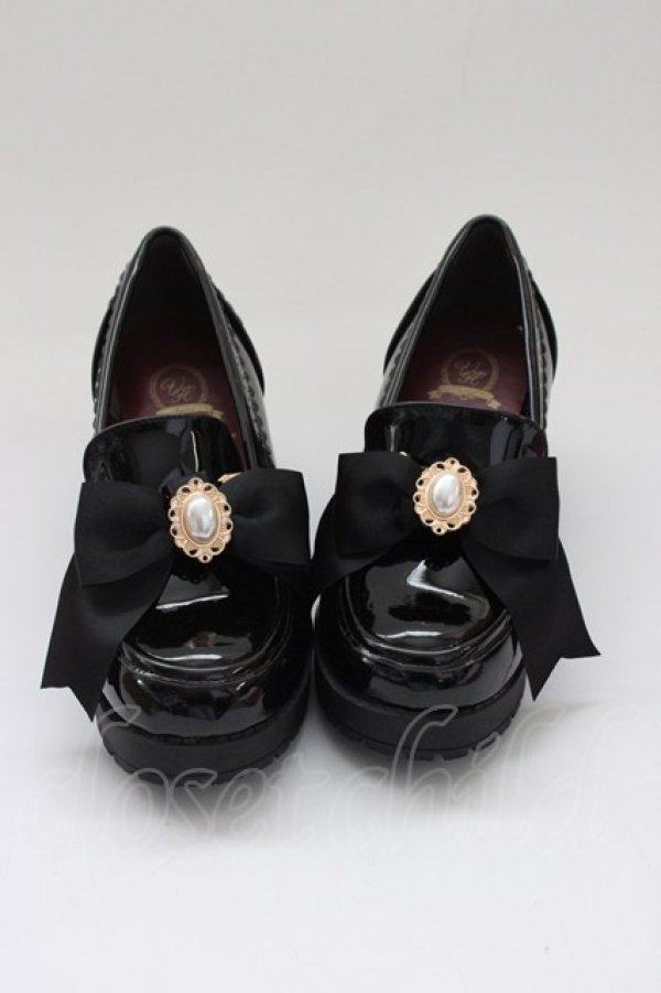 画像2: Amavel / パールリボンローファー M 黒 T-26-03-31-045-CA-SH-SA-ZT (2)