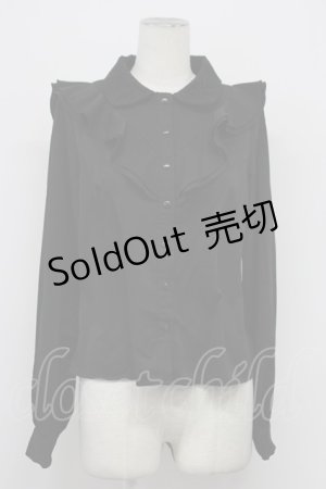 画像: MA*RS / レース襟フリル長袖ブラウス  黒 T-26-03-31-005-EL-BL-SA-ZT