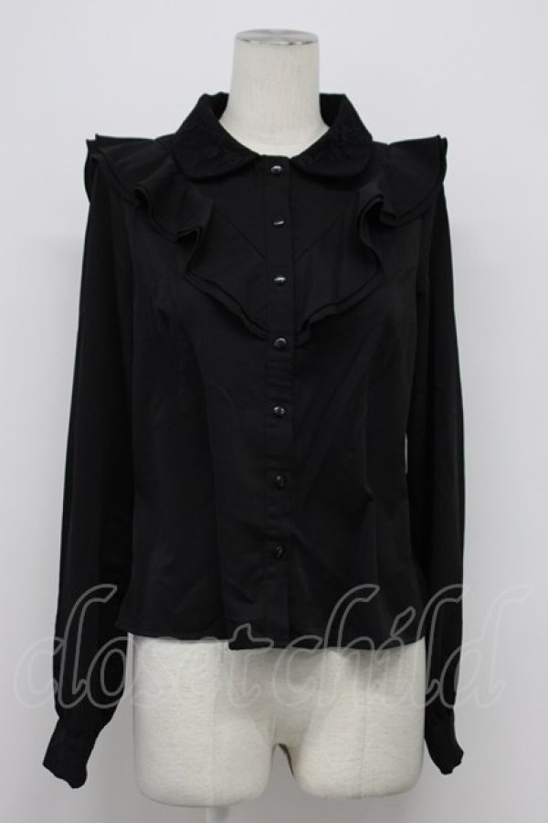 画像1: MA*RS / レース襟フリル長袖ブラウス  黒 T-26-03-31-005-EL-BL-SA-ZT (1)