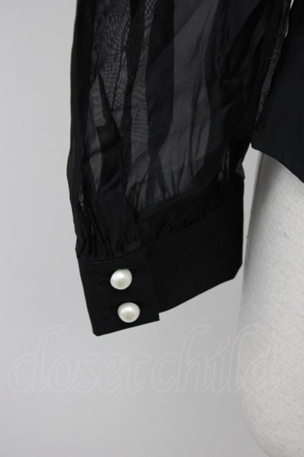 画像3: Ank Rouge / パールボタンチュール袖ブラウス  黒 T-26-03-31-001-CA-BL-SA-ZT (3)