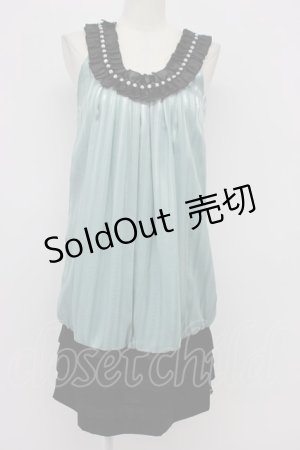 画像: axes femme / ラメストライプノースリーブワンピース  グリーンＸ黒 T-26-03-31-007-AX-OP-SA-ZT