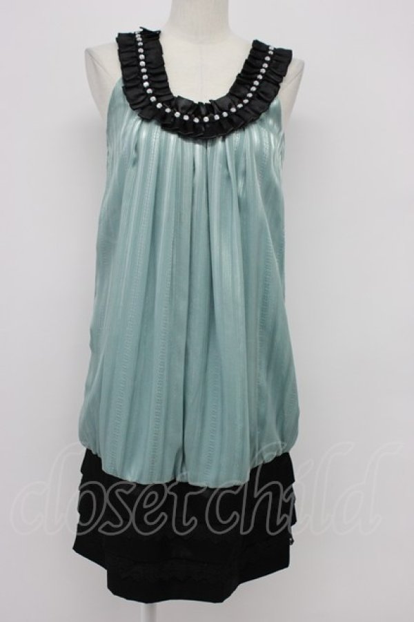 画像1: axes femme / ラメストライプノースリーブワンピース  グリーンＸ黒 T-26-03-31-007-AX-OP-SA-ZT (1)