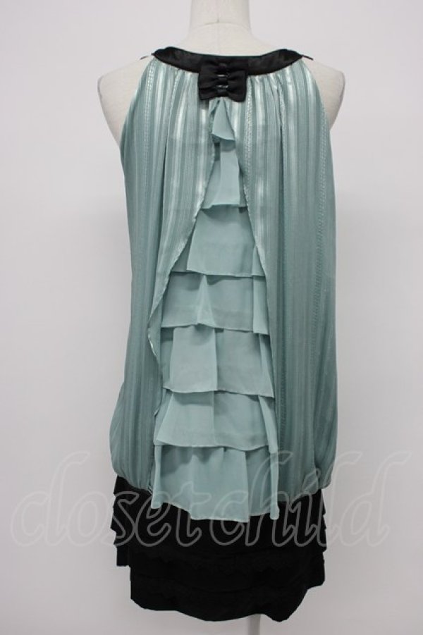 画像2: axes femme / ラメストライプノースリーブワンピース  グリーンＸ黒 T-26-03-31-007-AX-OP-SA-ZT (2)