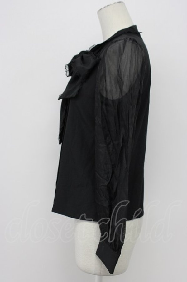 画像4: Ank Rouge / パールボタンチュール袖ブラウス  黒 T-26-03-31-001-CA-BL-SA-ZT (4)