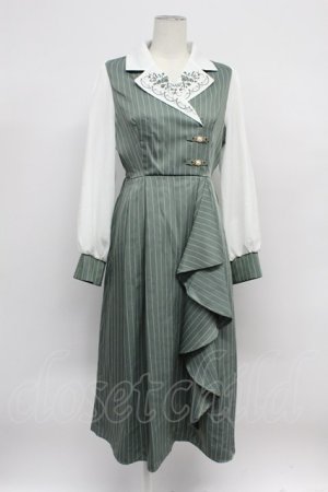 画像: axes femme / 襟刺繍ストライプワンピース M ミント T-26-03-31-009-AX-OP-SA-ZT