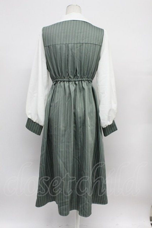 画像2: axes femme / 襟刺繍ストライプワンピース M ミント T-26-03-31-009-AX-OP-SA-ZT (2)