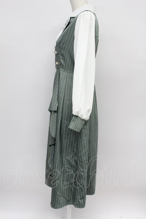 画像4: axes femme / 襟刺繍ストライプワンピース M ミント T-26-03-31-009-AX-OP-SA-ZT (4)