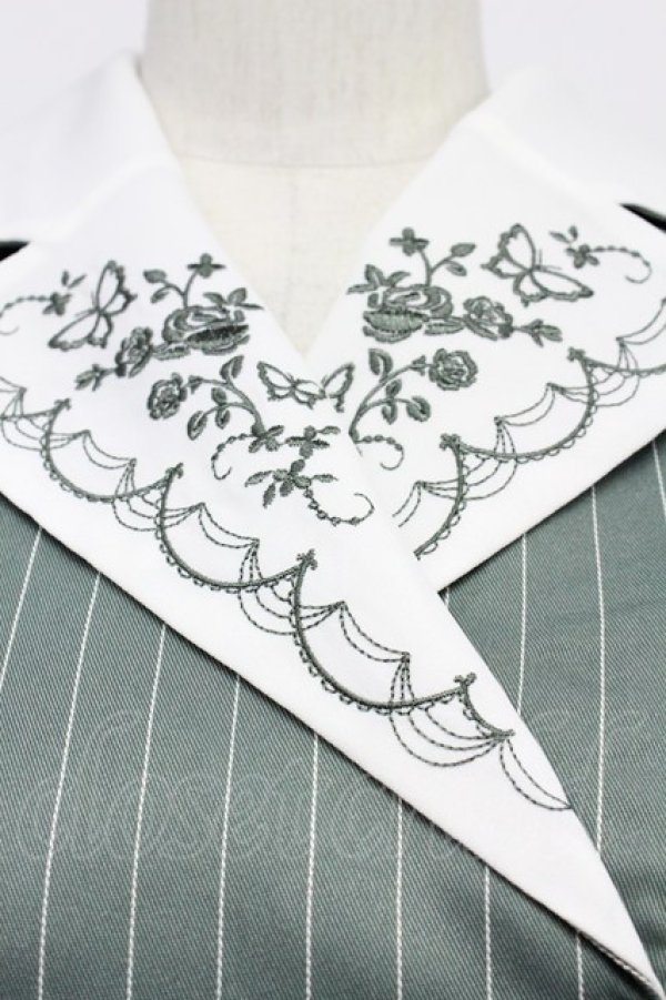 画像7: axes femme / 襟刺繍ストライプワンピース M ミント T-26-03-31-009-AX-OP-SA-ZT (7)