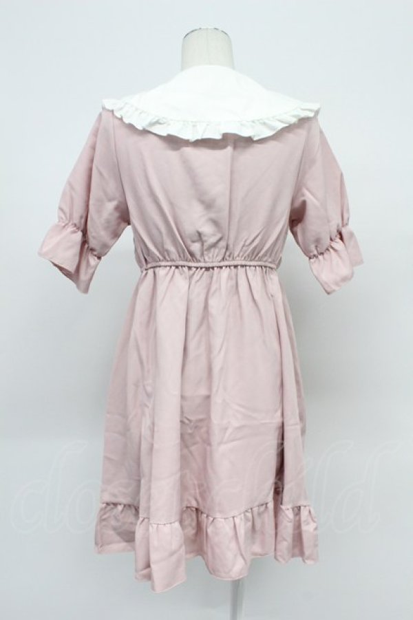 画像2: DearMyLove / シンプル丸襟リボンワンピース M ピンクＸ白 T-26-03-31-013-EL-OP-SA-ZT (2)