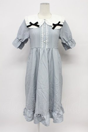 画像: DearMyLove / シンプル丸襟リボンワンピース  サックスＸ白 T-26-03-31-016-EL-OP-SA-ZT