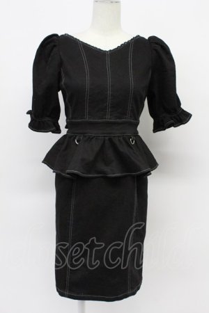 画像: EAT ME / ペプラムデニムワンピース M 黒 T-26-03-31-017-LO-OP-SA-ZT