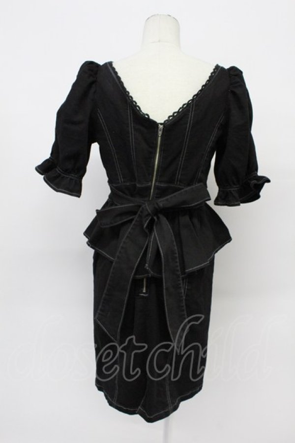 画像2: EAT ME / ペプラムデニムワンピース M 黒 T-26-03-31-017-LO-OP-SA-ZT (2)