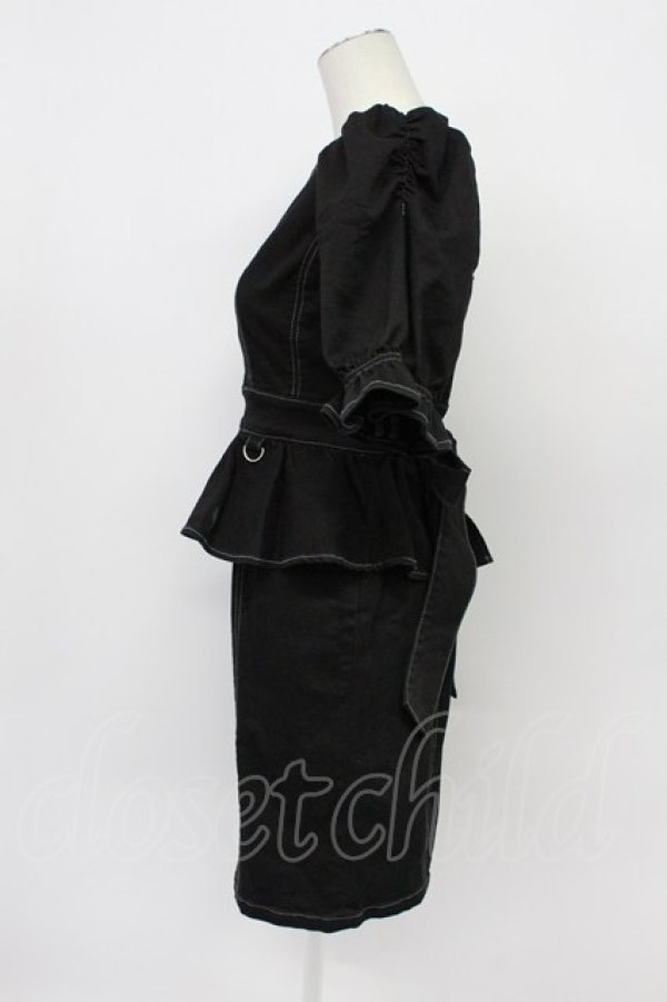 画像3: EAT ME / ペプラムデニムワンピース M 黒 T-26-03-31-017-LO-OP-SA-ZT (3)