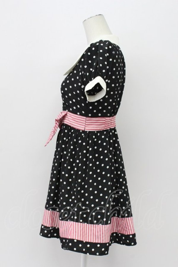 画像3: Ank Rouge / 水玉&ストライプワンピース M ブラック T-26-04-03-022-CA-OP-SA-ZT (3)