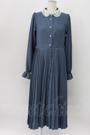 画像: m petit by misako / AM*レースエリプリーツワンピース L 青 T-26-04-03-027-LO-OP-SA-ZT