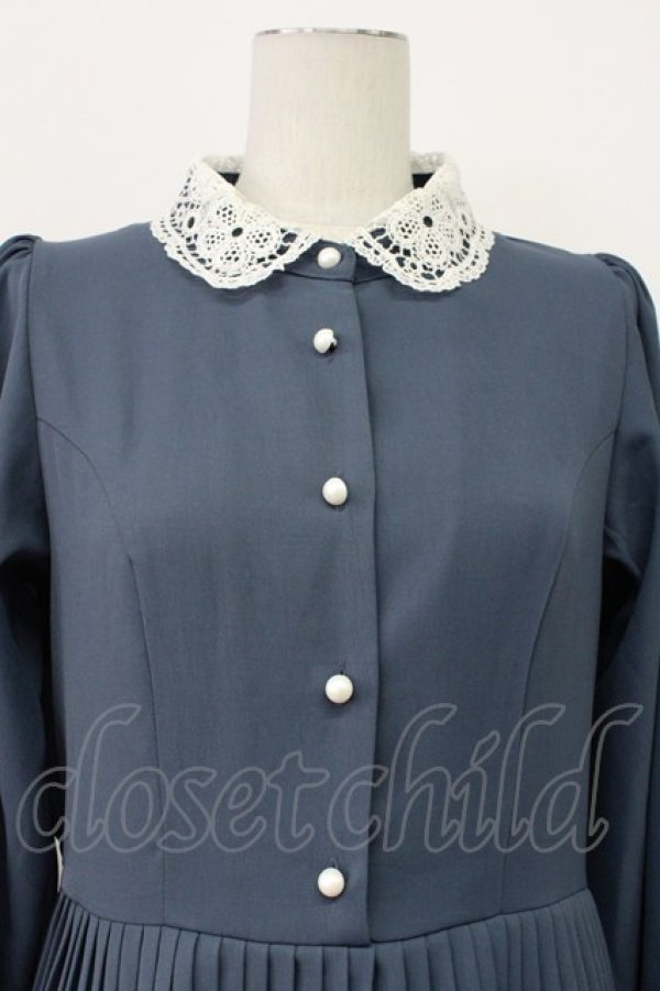 画像4: m petit by misako / AM*レースエリプリーツワンピース L 青 T-26-04-03-027-LO-OP-SA-ZT (4)