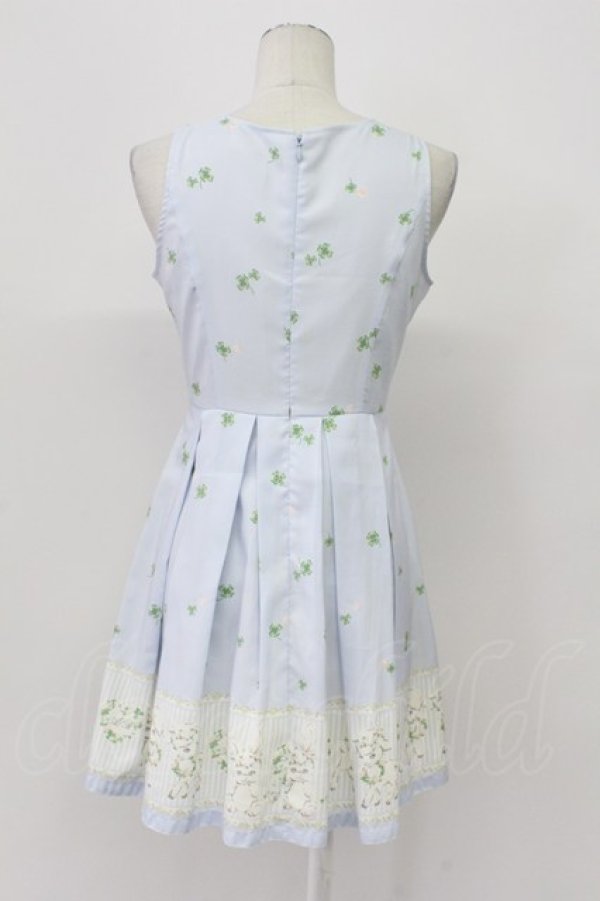 画像2: Ank Rouge / クローバー&羊柄ジャンパースカート M サックス T-26-04-03-032-CA-OP-SA-ZT (2)