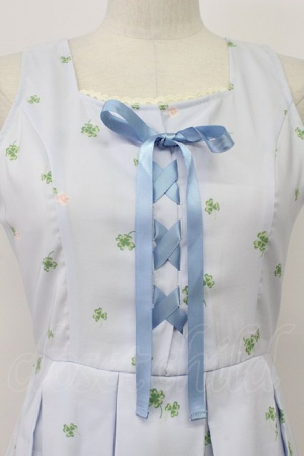 画像4: Ank Rouge / クローバー&羊柄ジャンパースカート M サックス T-26-04-03-032-CA-OP-SA-ZT (4)