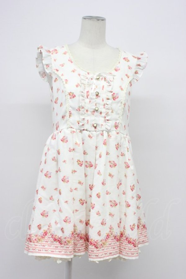 画像1: LIZ LISA / 花&裾ストライプ柄ワンピース 0 ホワイト T-26-04-03-006-LO-OP-SA-ZT (1)