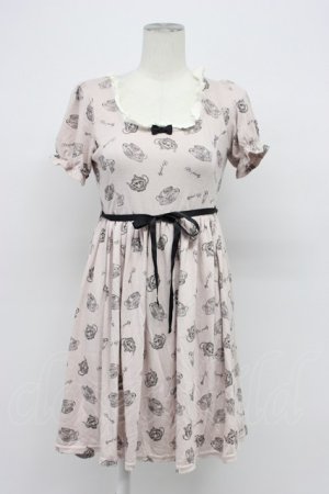 画像: Ank Rouge / ティーカップ柄半袖ワンピース M ピンク T-26-04-03-007-CA-OP-SA-ZT