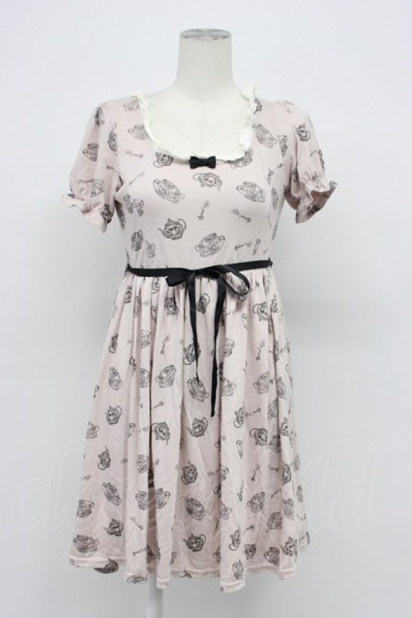 画像1: Ank Rouge / ティーカップ柄半袖ワンピース M ピンク T-26-04-03-007-CA-OP-SA-ZT (1)