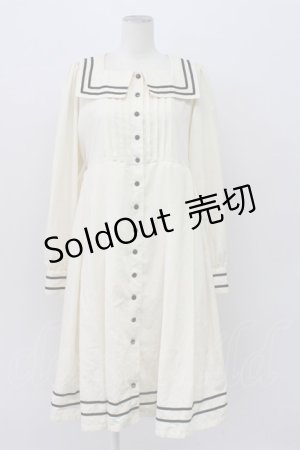 画像: Physical Drop / スクエアセーラー衿ワンピース  アイボリー T-26-04-03-016-LO-OP-SA-ZT