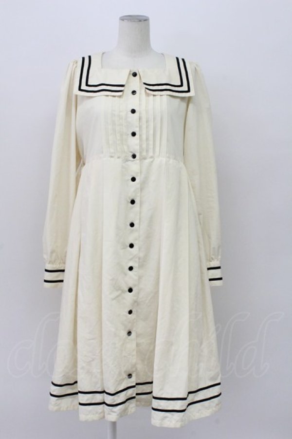 画像1: Physical Drop / スクエアセーラー衿ワンピース  アイボリー T-26-04-03-016-LO-OP-SA-ZT (1)