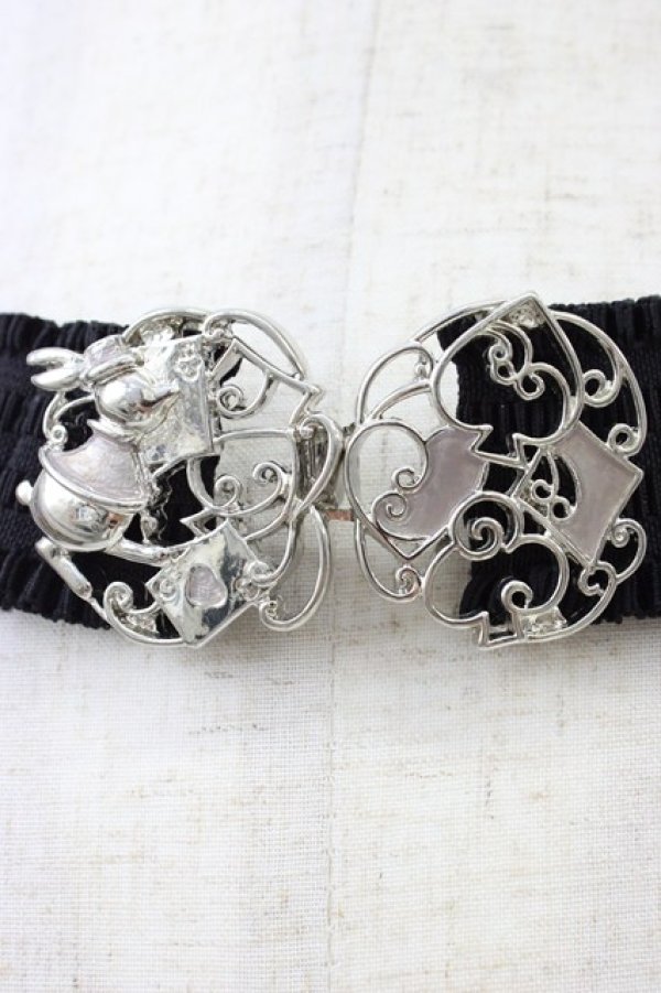 画像3: axes femme / トランプバックルゴムベルト  黒Ｘシルバー T-26-04-04-025-AX-ZA-SA-ZT (3)