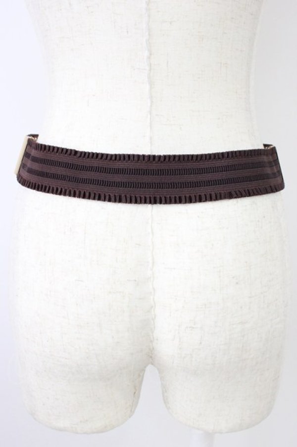 画像2: axes femme / フラワーモチーフゴムベルト  ブラウンＸゴールド T-26-04-04-026-AX-ZA-SA-ZT (2)