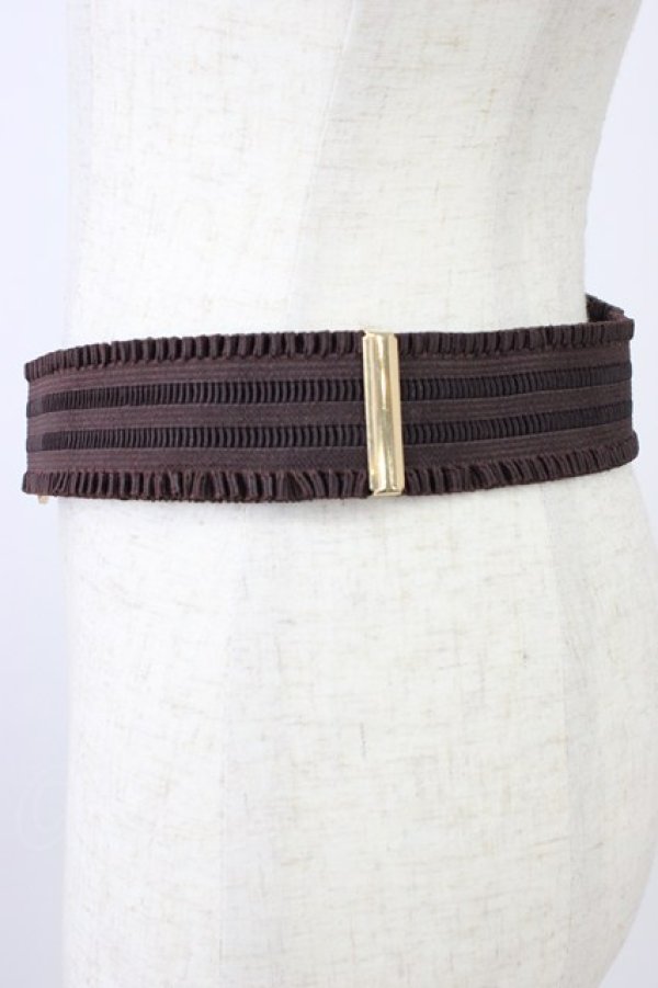 画像3: axes femme / フラワーモチーフゴムベルト  ブラウンＸゴールド T-26-04-04-026-AX-ZA-SA-ZT (3)