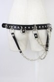 画像2: SEX POT ReVeNGe / チェーン付きスタッズベルト  黒ｘシルバー T-26-04-04-027-SP-ZA-SA-ZT (2)
