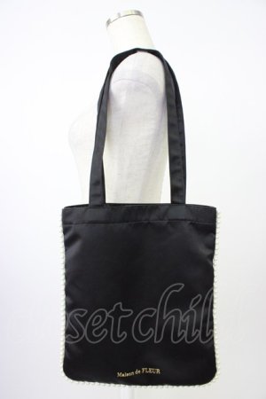 画像: Maison de FLEUR / サテンパールブレードトートバッグ  黒Ｘ白 T-26-04-04-034-LO-BG-SA-ZT