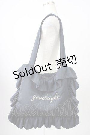 画像: himitsu by syrup.(RoseMarie seoir) / サテンフリルトートバッグ  黒 T-26-04-04-036-LO-BG-SA-ZT