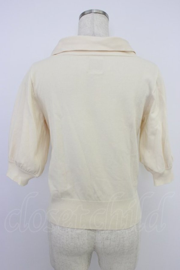 画像2: Fi.n.t / ボウタイ5分袖ニットプルオーバー  アイボリー T-26-04-04-004-CA-TO-SA-ZT (2)