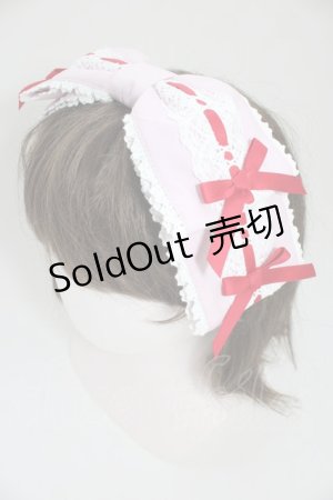 画像: Chalmiere / 梯子レースリボン型ヘッドドレス  ピンクＸ赤 T-26-04-04-042-0-AC-SA-ZT