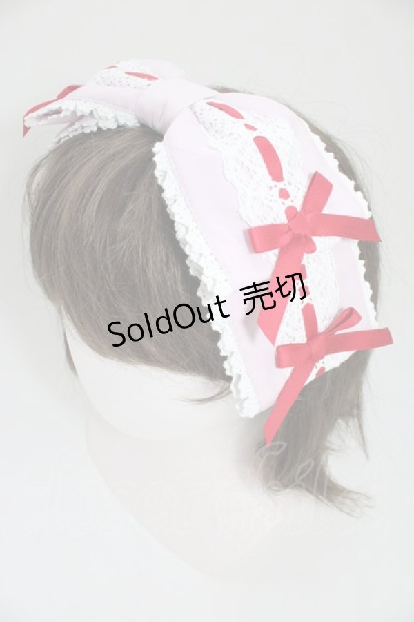 画像1: Chalmiere / 梯子レースリボン型ヘッドドレス  ピンクＸ赤 T-26-04-04-042-0-AC-SA-ZT (1)