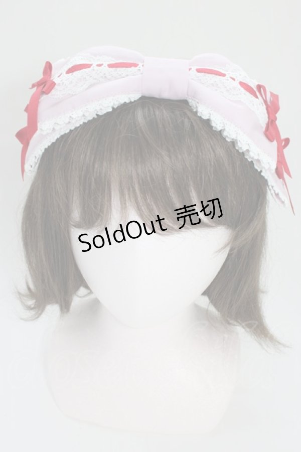 画像2: Chalmiere / 梯子レースリボン型ヘッドドレス  ピンクＸ赤 T-26-04-04-042-0-AC-SA-ZT (2)