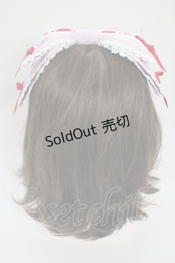 画像3: Chalmiere / 梯子レースリボン型ヘッドドレス  ピンクＸ赤 T-26-04-04-042-0-AC-SA-ZT (3)