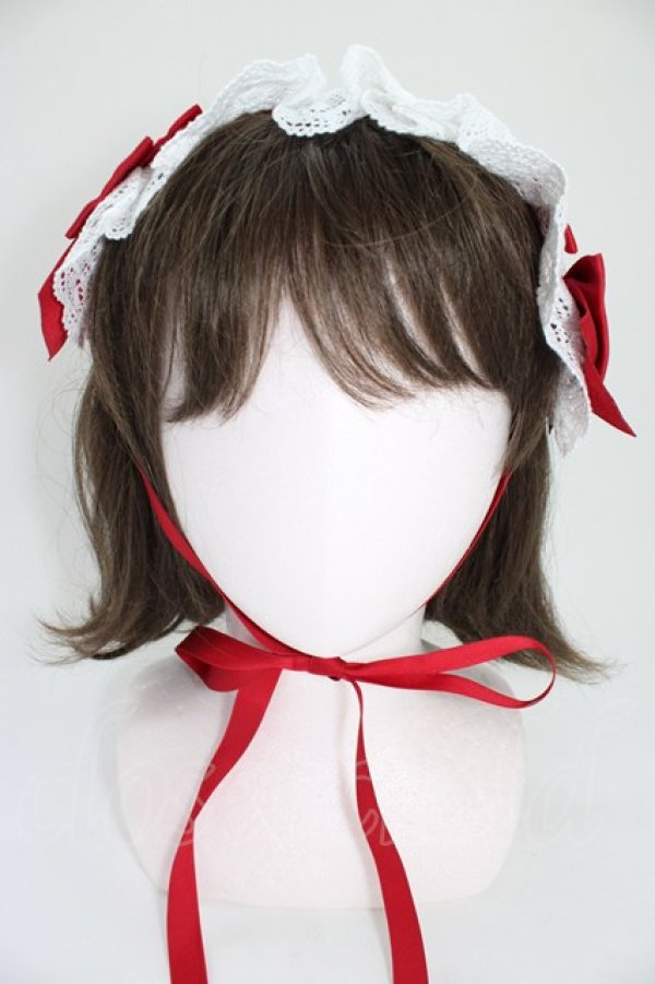 画像2: Chalmiere / トーションレースヘッドドレス  ワイン T-26-04-04-043-0-AC-SA-ZT (2)