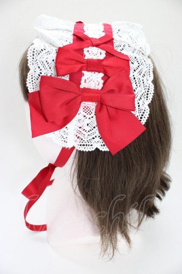 画像4: Chalmiere / トーションレースヘッドドレス  ワイン T-26-04-04-043-0-AC-SA-ZT (4)