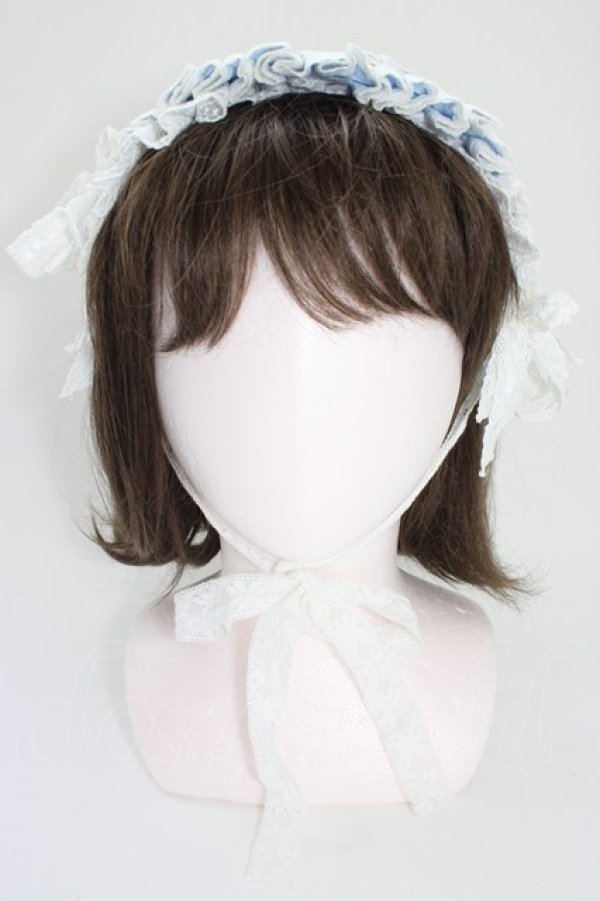 画像2: Hoshibako Works / リリアンヌ姉妹　パステルカラーヘッドドレス  サックスＸ白 T-26-04-04-044-LO-AC-SA-ZT (2)