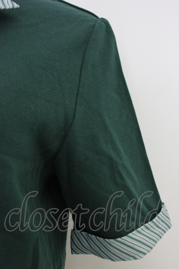 画像3: F i.n.t / キャンディストライプタイポロシャツ  グリーン T-26-04-04-007-CA-TO-SA-ZT (3)