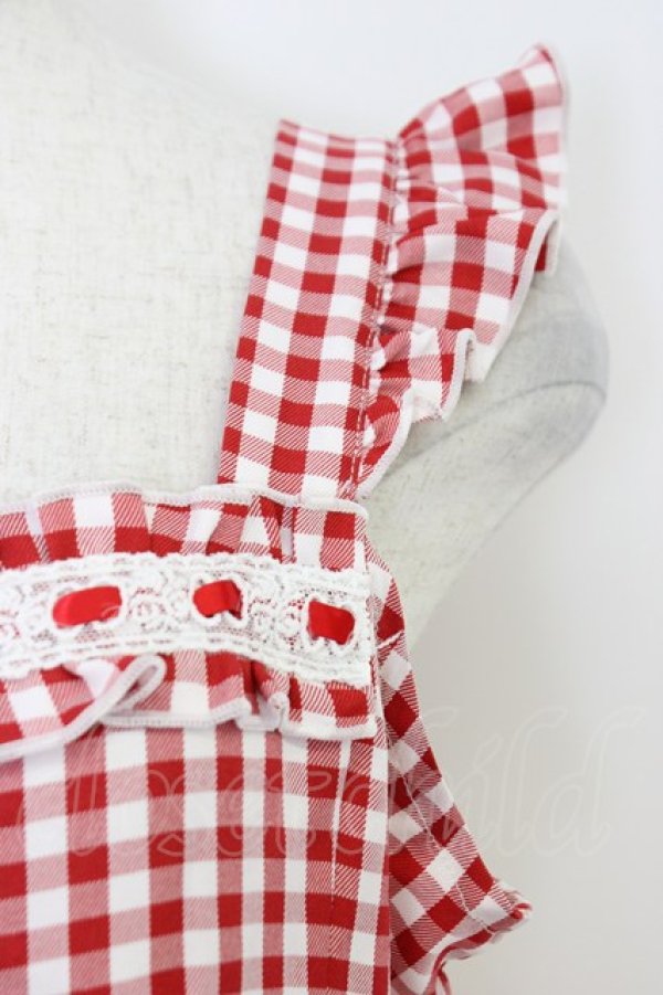 画像3: Cherirulu Chocola / ギンガムチェックジャンパースカート L 赤ｘ白チェック T-26-04-04-011-GO-OP-SA-ZT (3)