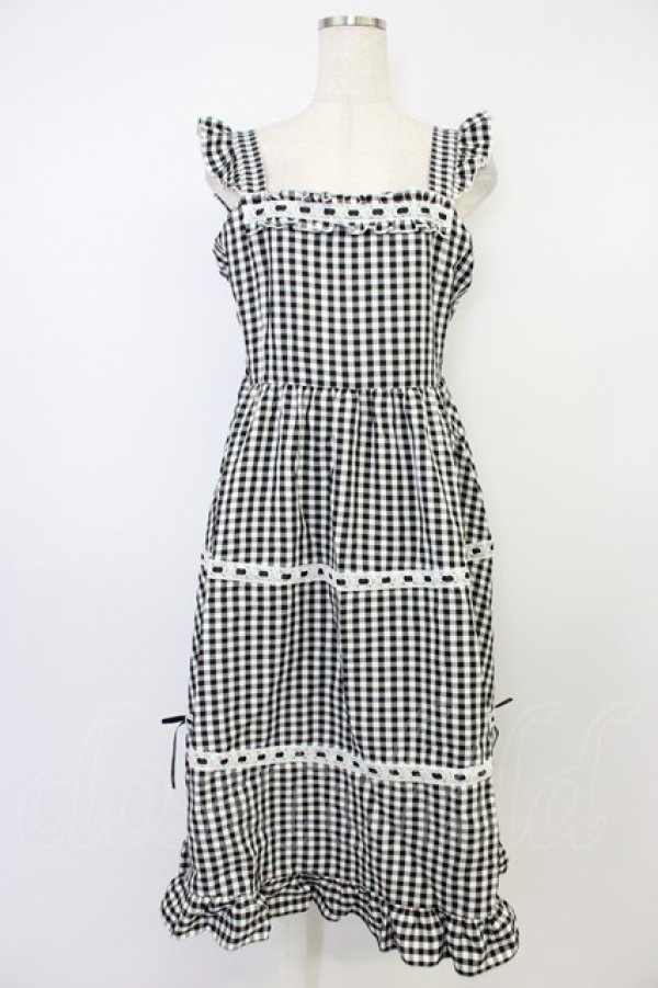 画像1: Cherirulu Chocola / ギンガムチェックジャンパースカート L 黒Ｘ白チェック T-26-04-04-012-GO-OP-SA-ZT (1)