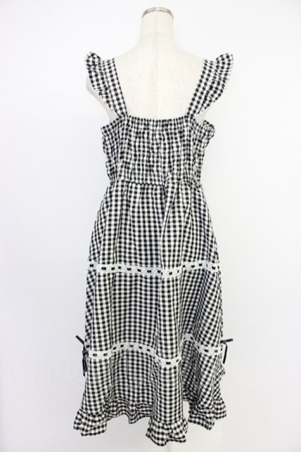 画像2: Cherirulu Chocola / ギンガムチェックジャンパースカート L 黒Ｘ白チェック T-26-04-04-012-GO-OP-SA-ZT (2)