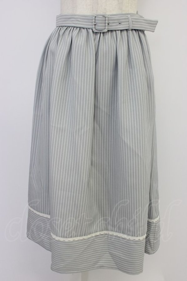 画像1: Fi.n.t / コットンレース使いストライプスカート  グレーＸ白 T-26-04-04-015-CA-SK-SA-ZT (1)