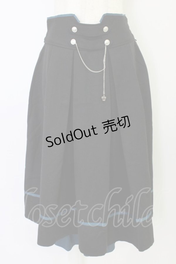 画像1: axes femme / チェーン付き配色使いスカート  黒Ｘ青 T-26-04-04-017-AX-SK-SA-ZT (1)