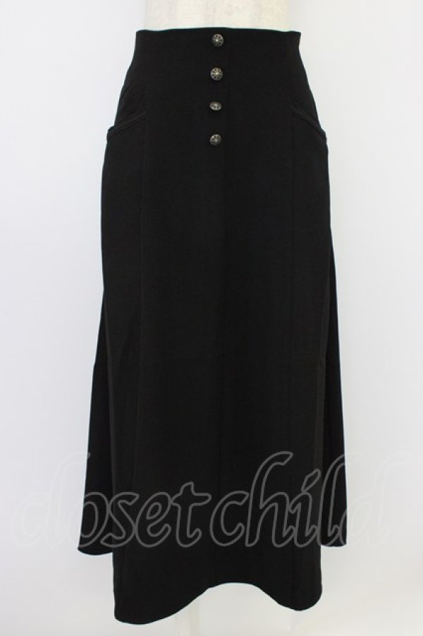 画像1: axes femme / 連ボタンフレアスカート  黒 T-26-04-04-018-AX-SK-SA-ZT (1)