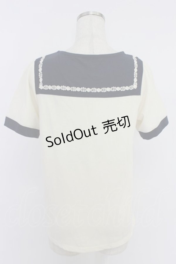 画像2: axes femme / セーラーカラー風デザイントップス M キナリ T-26-04-10-003-AX-TO-SA-ZT (2)