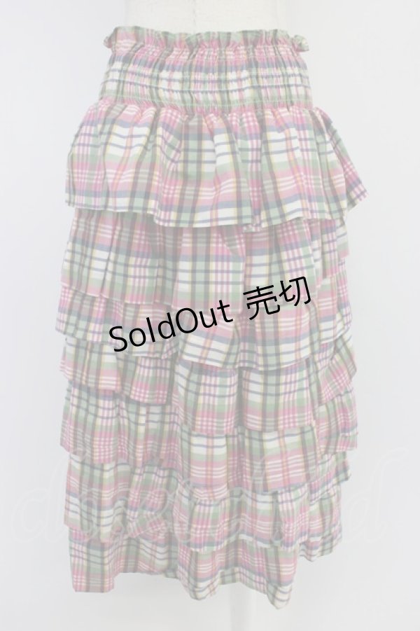 画像2: Jane Marple Dans Le Salon / チェック段々スカート  ピンクチェック T-26-04-10-028-JM-SK-SA-ZT (2)